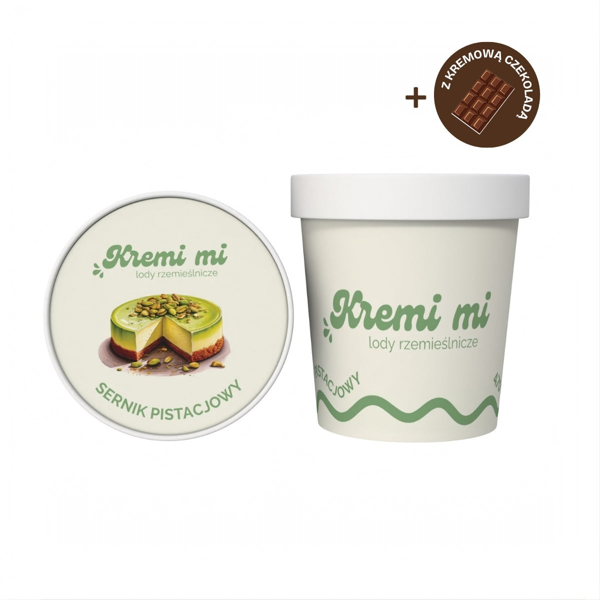 Lody o smaku Sernika Pistacjowego z Czekoladą