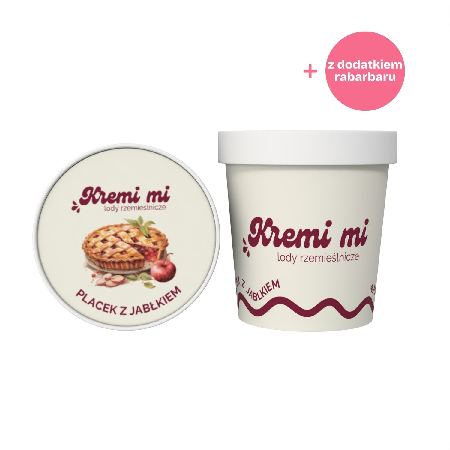 Lody o smaku Placka z Jabłkiem i kawałkami Rabarbaru - lody rzemieślnicze Kremi mi