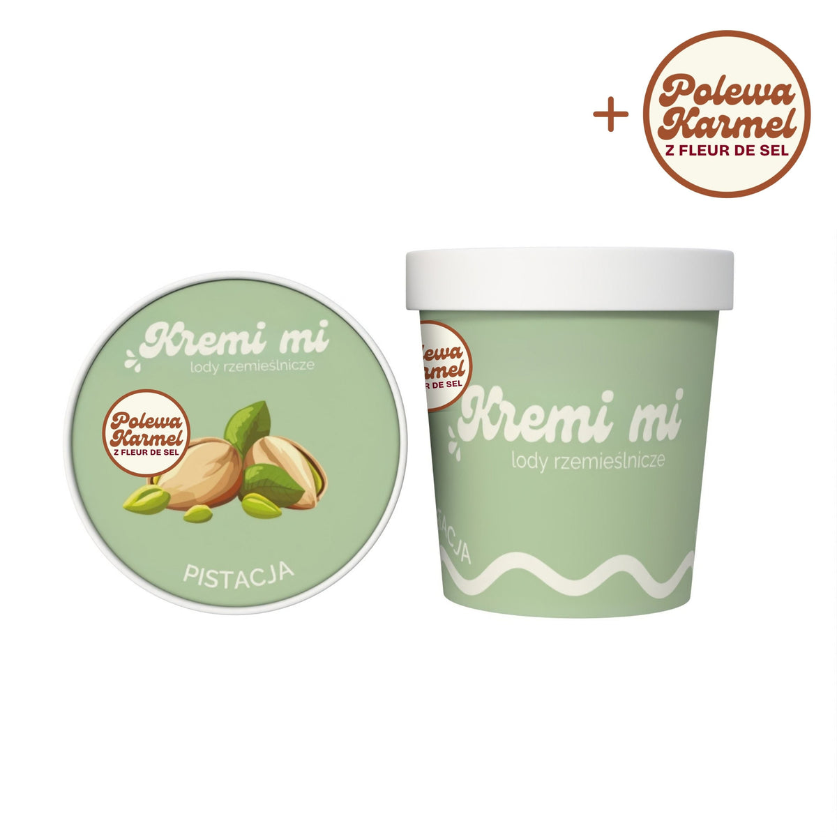 Lody Pistacjowe z Polewą Karmelową i Solą Fleur De Sel