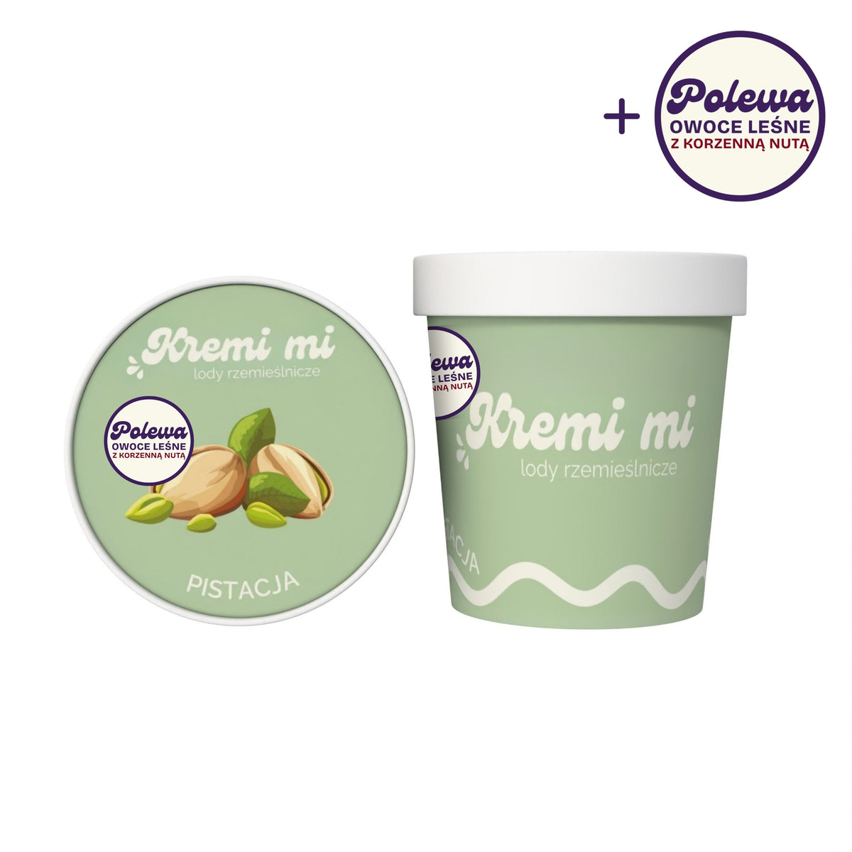 Lody Pistacjowe z Polewą Owoce Leśne i Korzenną Nutą